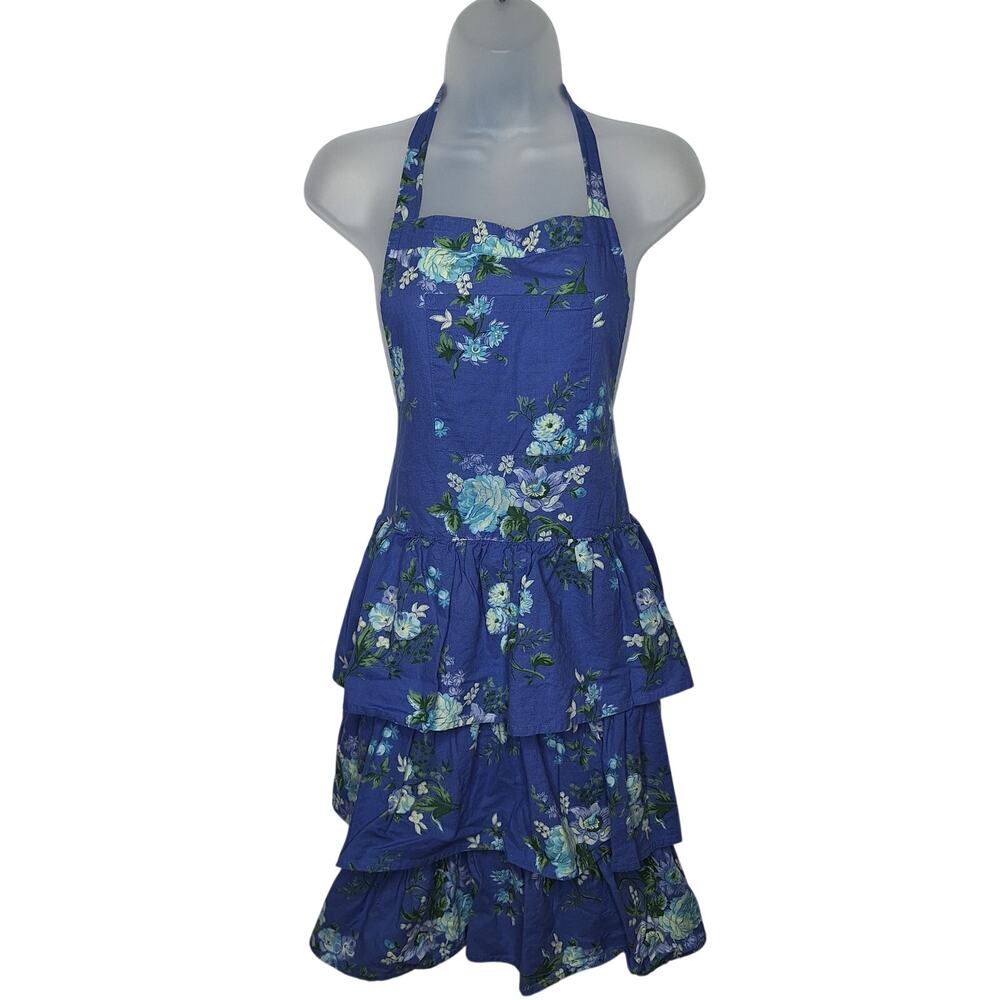 Vintage April Cornell Floral Apron Tiered Ruffle Cottagecore Sweet Feminine